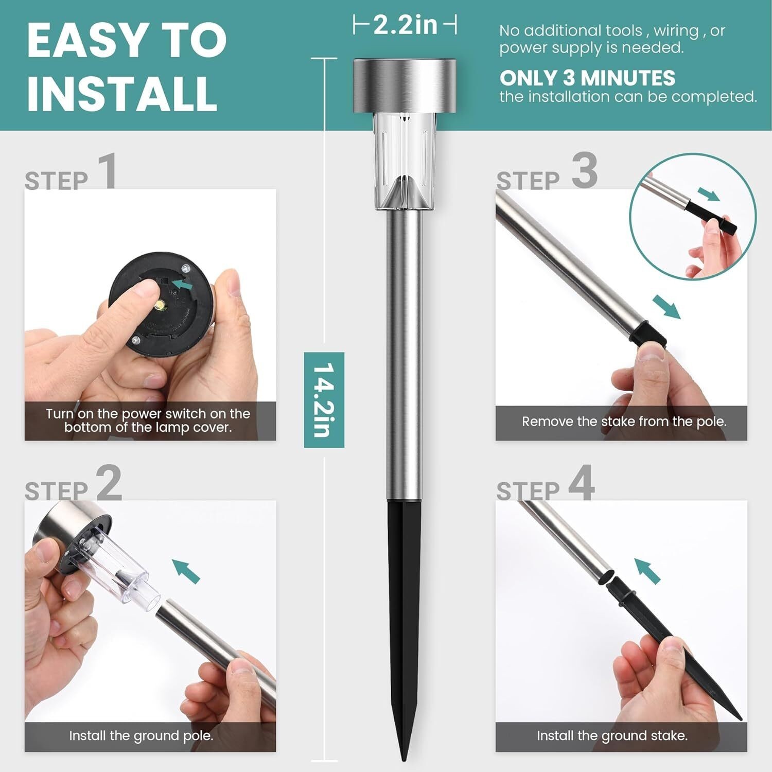 24 Pack Solar Path Lights Garden Light Outdoor Waterproof Driveway Pathway Patio