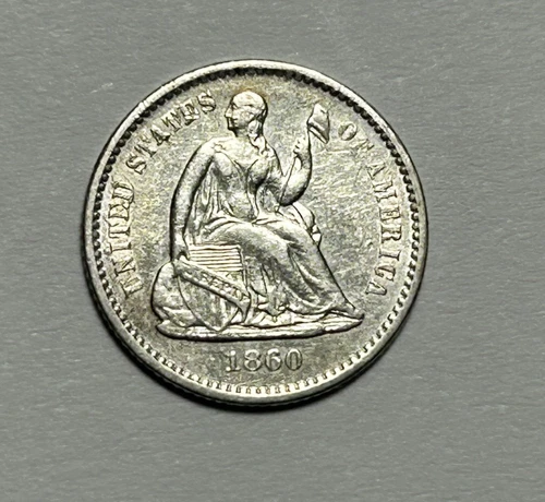 1860 SEATED LIBERTY HALF DIME XF-AU