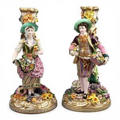 Ein seltenes Paar Minton Porzellan figürliche Kerzenleuchter, Muster Nr.192 um 1835-1836