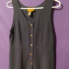 vintage directives navy blue micro silk button down maxi dress