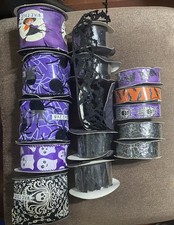 White, Black, Purple Halloween Ribbon A Lot Of 15 Rolls Makers, Halloween Decor
