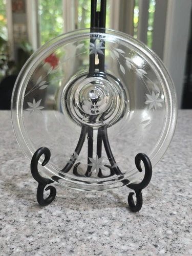 Vtg Pyrex 622C Round Etched Clear Glass 7" Replacement Lid Domed Knob