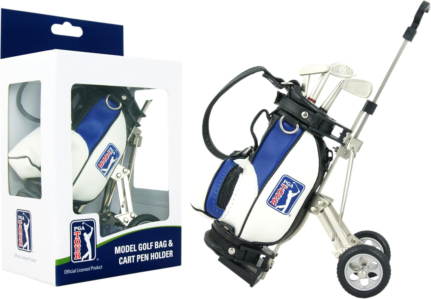 PGA TOUR Golf Gifts for Men - Desktop Golf Bag Shaped Pen Holder with Multicolou