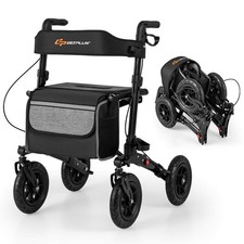 Walker for Seniors Folding Rollator Walker w/9" Pneumatic Tires for All Terrain