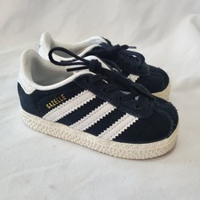 Adidas Gazelle Toddler Size 4K Black White Suede Sneakers Shoes EUC