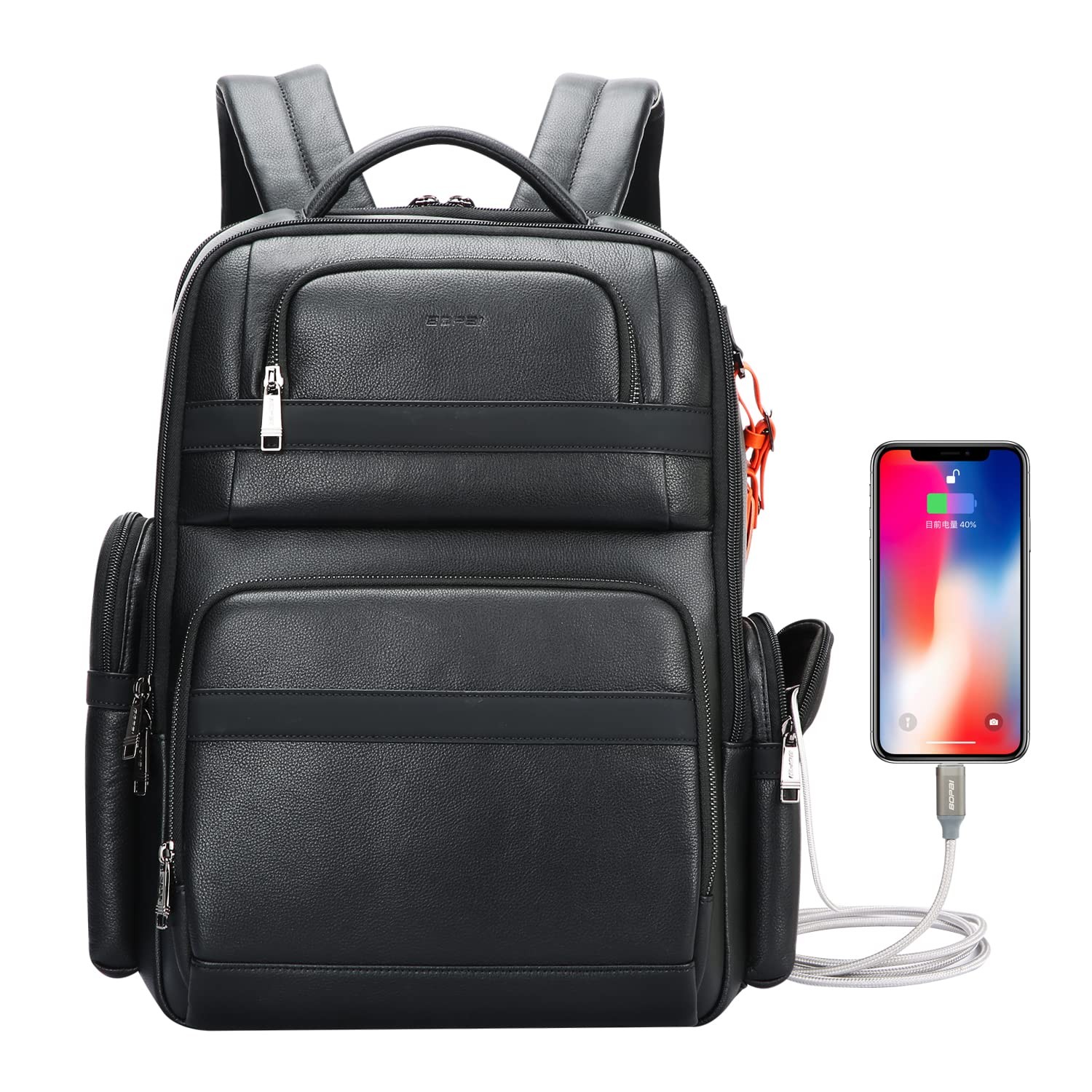 40L Professional Men's Leather Laptop Backpack Fits 15.6 Inch Business Essentials