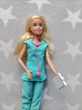 Barbie You Can Be Anything Green Scrub Nurse Doll White Crocs Stethoscope Doctor