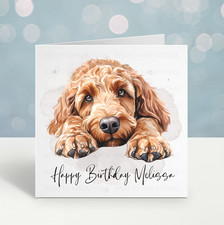 Personalised Labradoodle  Birthday Card – Cute Dog Illustration – 4 Designs