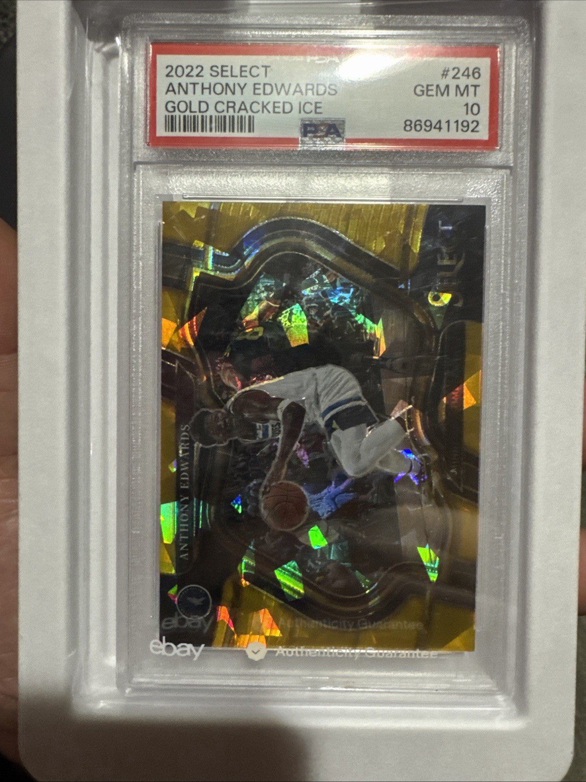 2022 Panini Select Anthony Edwards Courtside  #246 Gold Cracked Ice Psa10