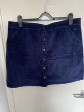 Crew Clothing Size 18 Blue Fine Cord Skirt Button Front