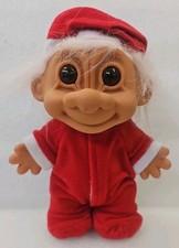 Large 8" Christmas RUSS TROLL Doll Holiday Pajamas Pjs Santa Baby 8H 