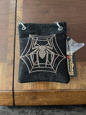 Handbag Express Black Spider Web Rhinestone Chain Strap Crossbody Bag Halloween