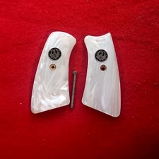 Kirinite White  Pearl Inserts w/Ruger Medallions  for Ruger  GP100 Models!!