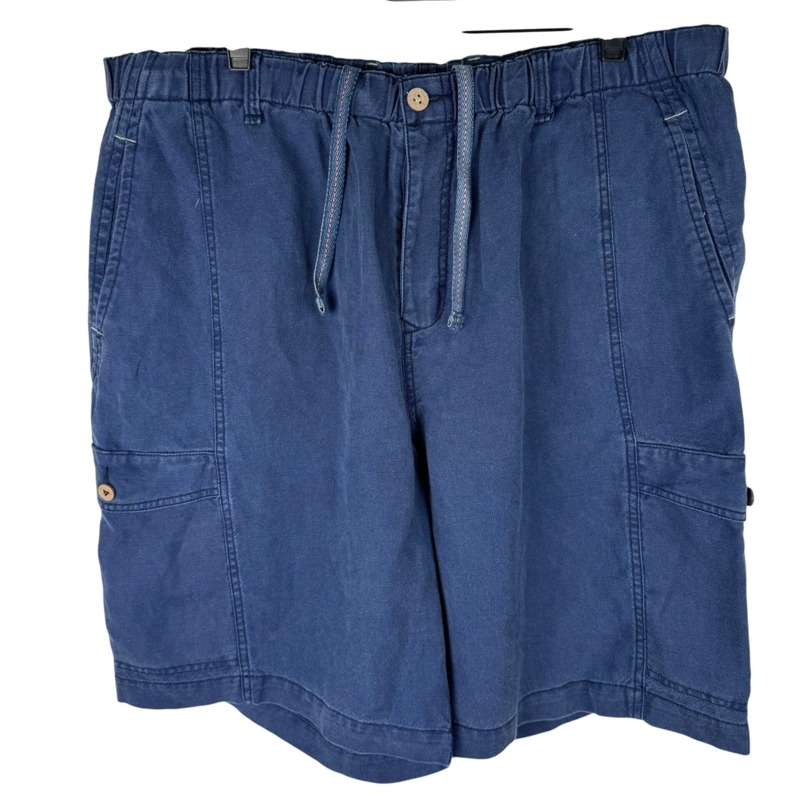Tommy Bahama Linen The Dream Cargo Lounger Shorts Mens XXL Blue Maritime 10"