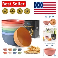 Luxury Wheat Straw Cereal and Salad Bowls - 8 pcs, Microwave Safe Lightweight