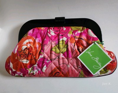 Authentic Vera Bradley Millie Pink Roses Floral Clutch Bag Purse New 