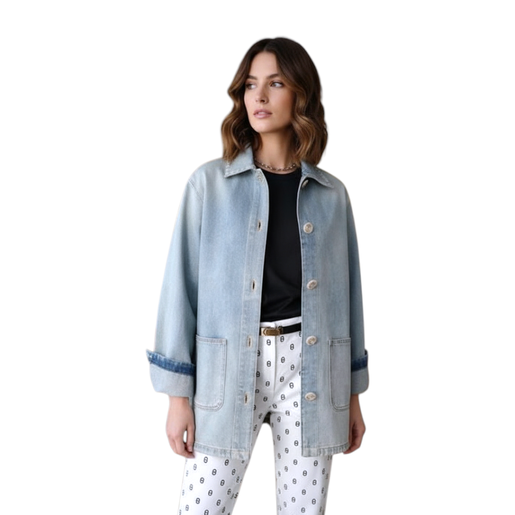 Chanel 24K Water-Repellent Coated Long Oversized Denim Jacket