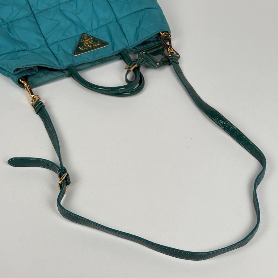 PRADA 2-Way Tote Bag Shoulder Bag Green Nylon with Shoulder Strap #BS1913 thumbnail 8
