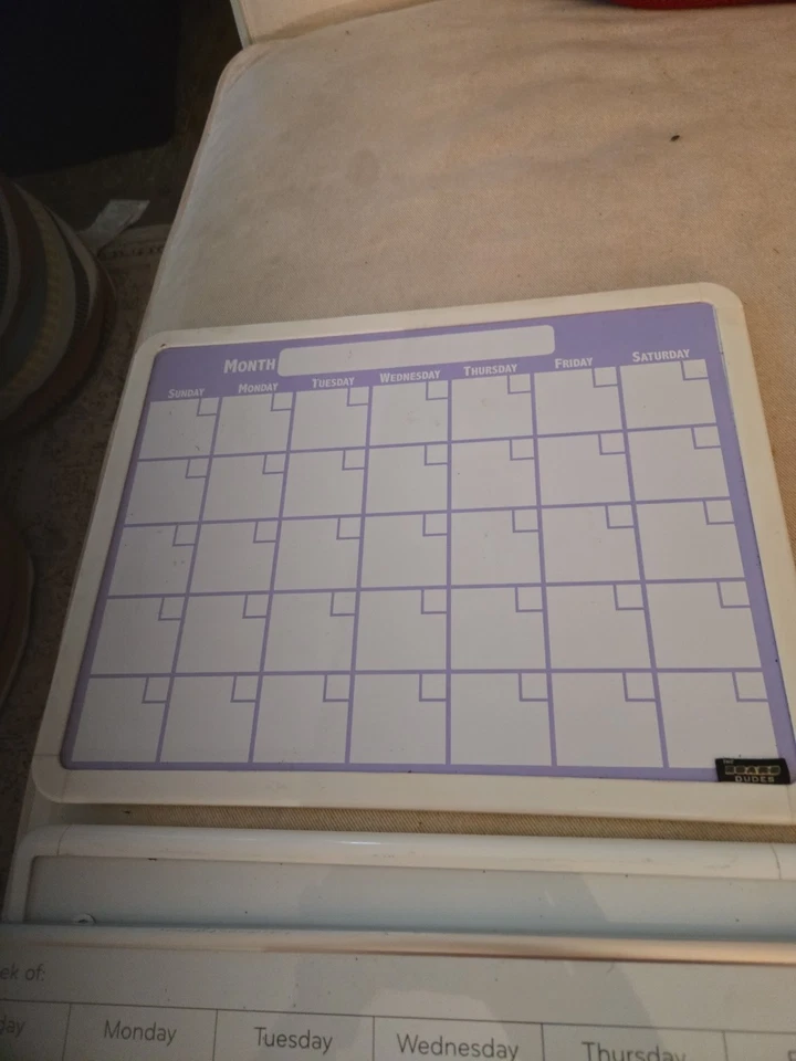 3 Dry Erase Hanging Wall Calendars w/ Cork Peg Board; Wkly, Mthly, Blank - Image 4 of 4