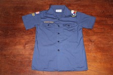 Boy Scouts of America BSA Youth Shirt Blue Large 14-16 Sewn Patches Short Sleeve