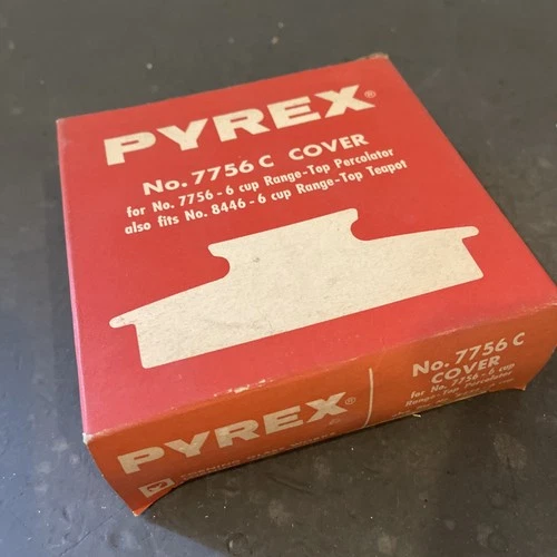 Vintage Pyrex 7756 C Cover Lid ONLY 6 Cup Percolator NEW OLD STOCK w/ Box #1