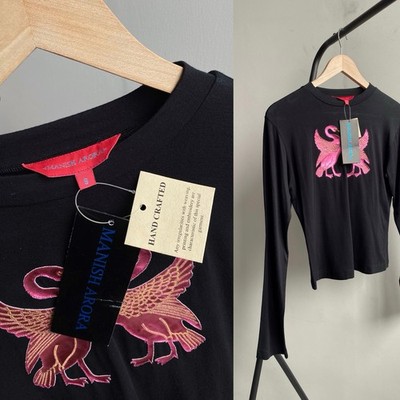 Manish Arora Hand Crafted Black Long Sleeve Top Size S