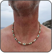 Surfer Necklace for Men Puka Shell Necklace Wood Beaded Necklaces for Men Hawaii