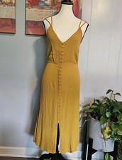 Forever 21, Spaghetti Stap, Button Down, Dress, Yellow Tone, Medium-sized