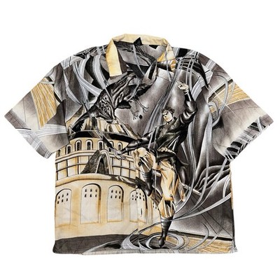 Vtg Y2k Claudio Nucci Anime Samurai SOO Button Up Shirt XL