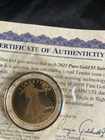 2021 COOK ISLANDS $5 Saint Gaudens  .9999 GOLD COIN W /COA Pure Solid Gold