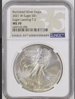 2021 W $1 Silver Eagle Burnished T-2 Eagle Landing NGC MS70