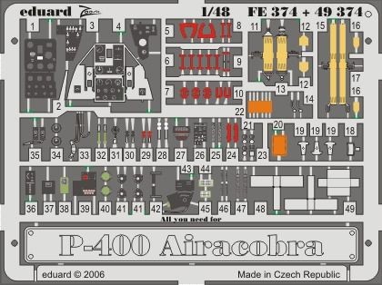 Eduard Accessories Fe374 - 1:48 P-39/P-400 Airacobra FüR Hasegawa Bausatz - ÄTzs-image