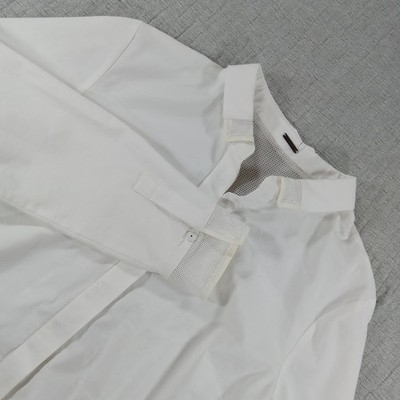 Elie Tahari White Mesh Button Up Sz S Modern Minimalist Career Prep Academia