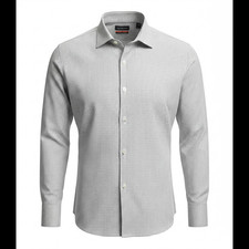Van Heusen Stain Shield Dress Shirt Mens XL Slim Fit Black/White Geometric