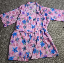 Vintage Secret Treasures Tropical Floral Gown Robe Set Satin Y2k Chic M/L
