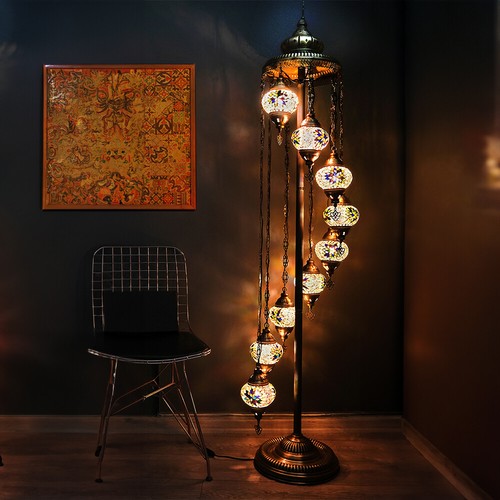 Lampada da pavimento turca, illuminazione marocchina, mosaico autentica lanterna turca, asylove - Foto 66 di 71