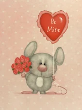 Valentine Greeting Card Mouse Pink Polka Dot Be Mine Two (2) Unused w/ Envelopes
