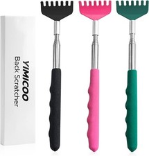 3 Pack Extendable Back Scratcher, Stainless Steel Portable Telescoping Back