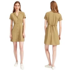Everlane The Japanese GoWeave Notch Short Sleeve Shirt Dress Olive Green Size 2