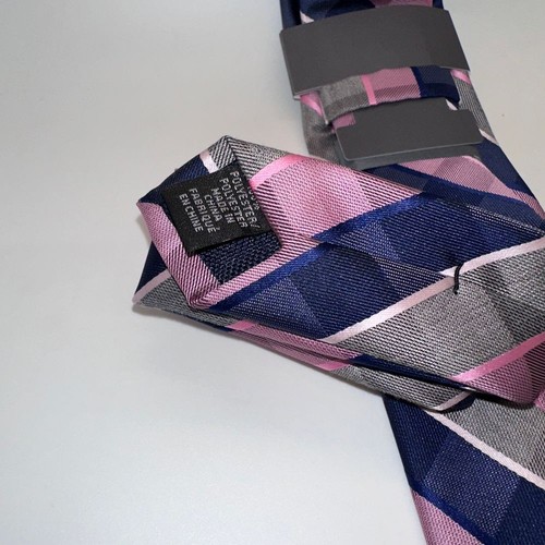 Michael Kors 100% Polyester Plaid pattern with pink, gray, and navy blue hues - Picture 3 of 7