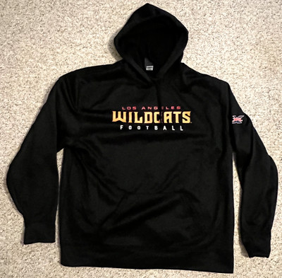 XFL LOS ANGELES WILDCATS MENS 2XL LS BLACK HOODY NEW!