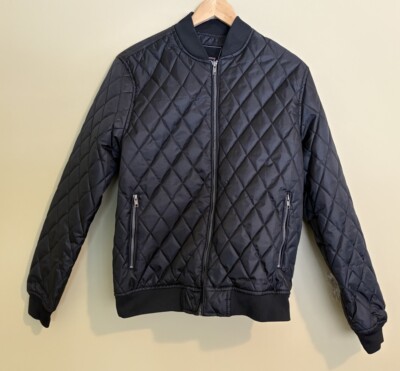 LON NYC Men s Size Medium Black Quilted Bomber Jacket