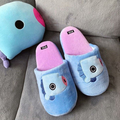 Cartoon BTS Indoor Shoes series Plush Slippers Couple Warm Cotton Slippers - Picture 11 of 14