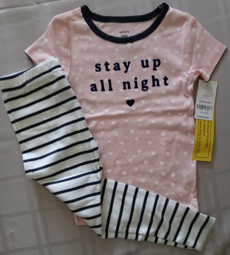 Carter's Girls 4-Piece "Stay Up All Night" Pajama Set wPolka Dots/NWT/Size 4/4A - Picture 2 of 9
