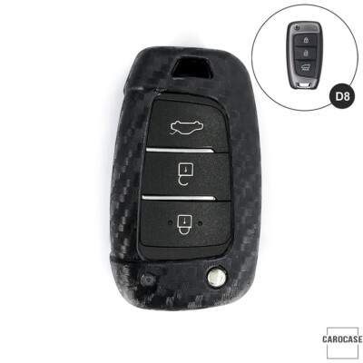 Carbon-Look Schlüssel Cover Case Etui für HYUNDAI SANTA FE KONA i10 i20 i30