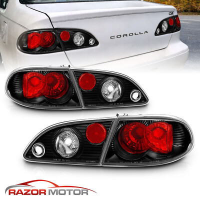 For 1998 1999 2000 2001 2002 Toyota Corolla JDM Black Tail Lights Rear Lamps Set