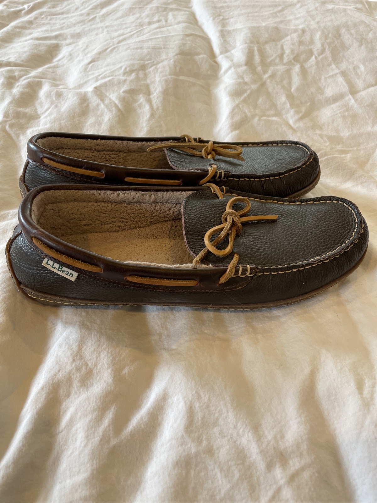 LL Bean Leather Indoor Outdoor Slippers 