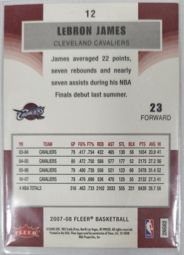07-08 Fleer LEBRON JAMES #12 Basketball Card (Aussie Seller) - Picture 3 of 3
