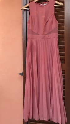 Vestito Lungo Asos Rosa Gonna Plisse Elegante Matrimonio Cerimonia Moda Estate Ebay