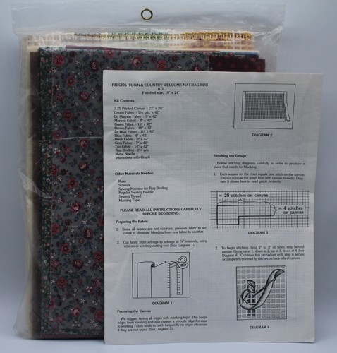 Vintage RRK206 Town & Country Welcome Mat Rag Rug Kit 18" x 24" Dale Burdett NEW - Picture 2 of 8
